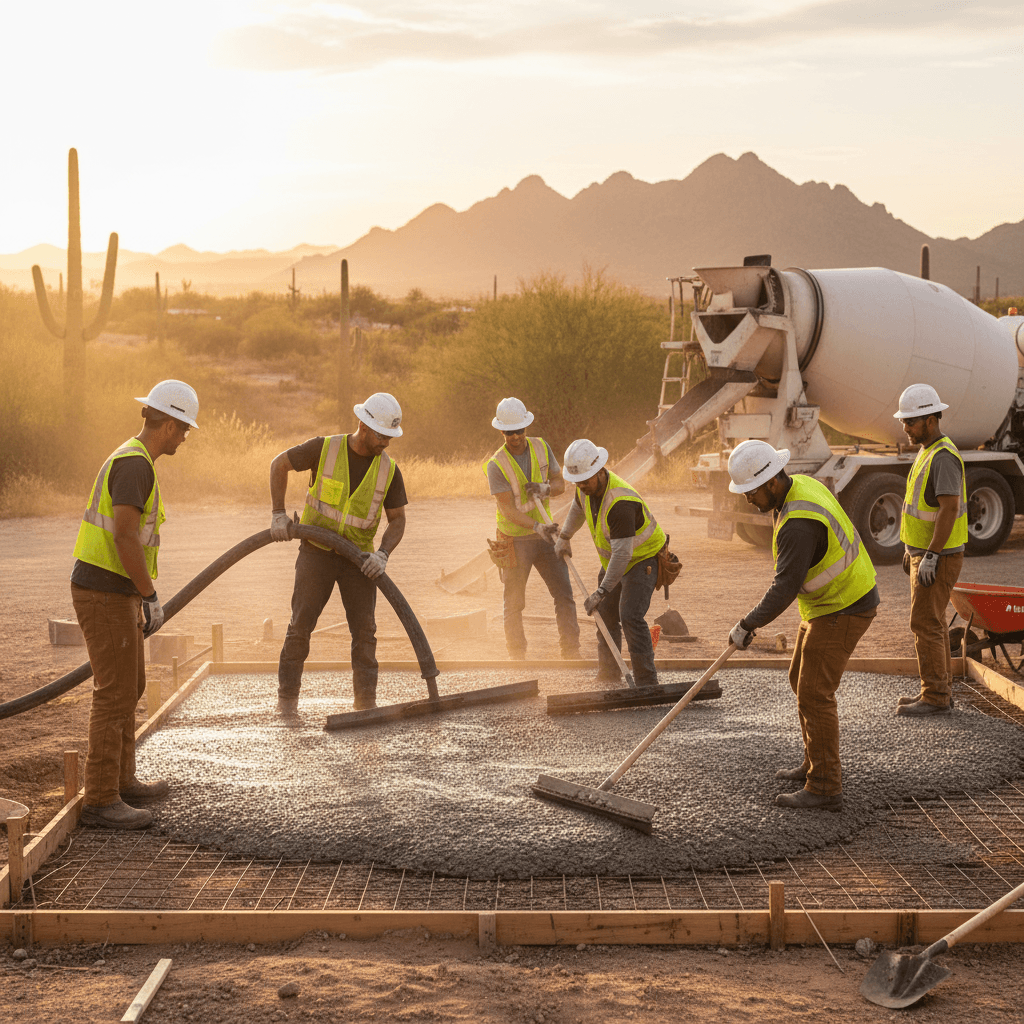 Professional concrete construction team