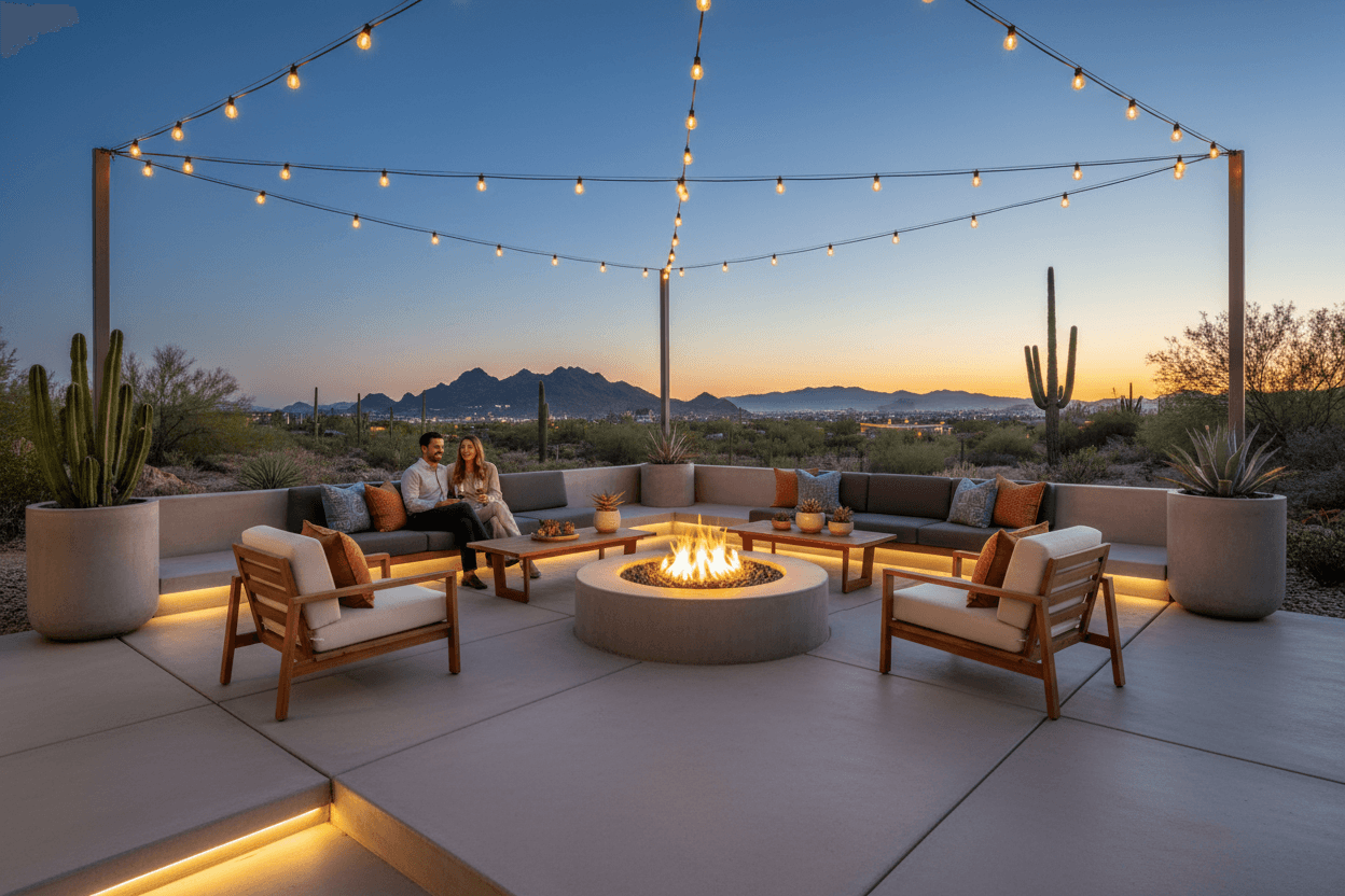 Modern Patio with Fire Pit