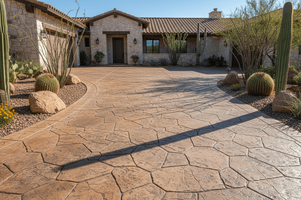 Completed concrete driveway