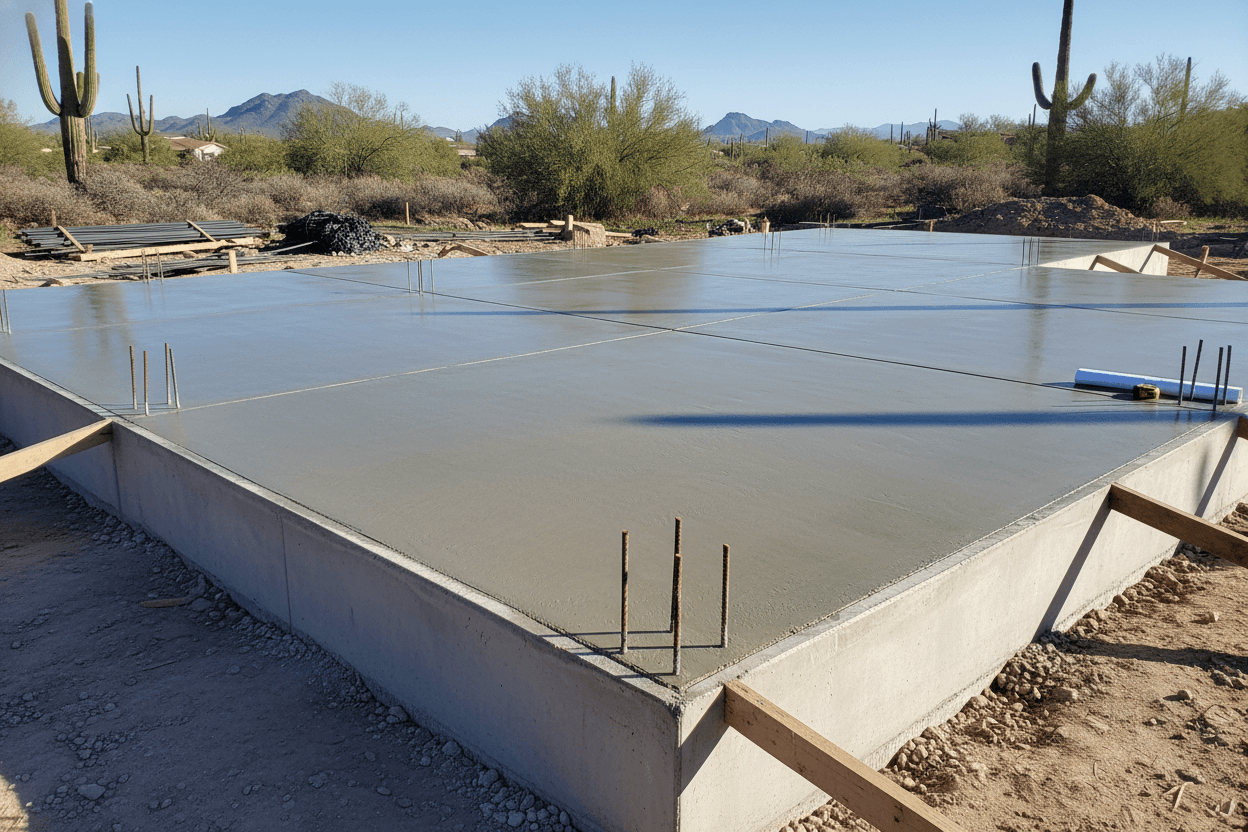 Completed concrete foundation