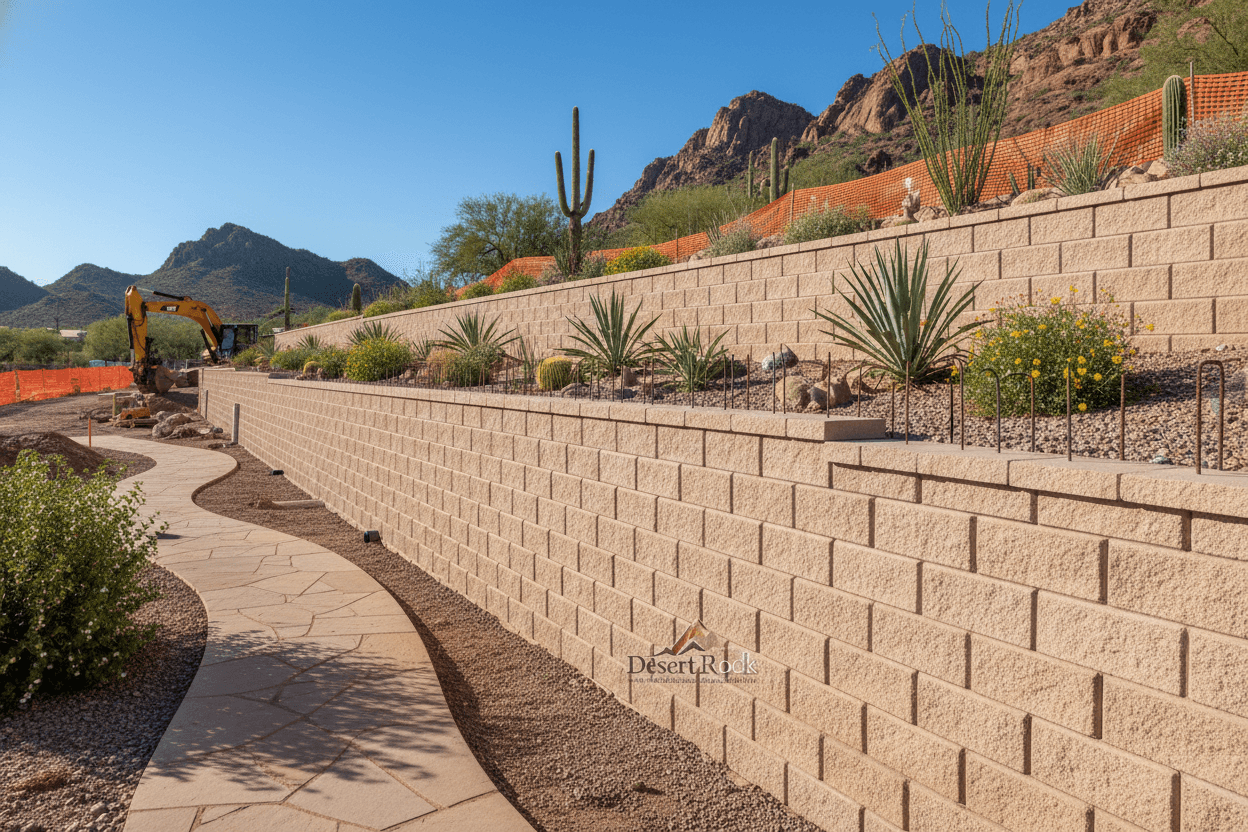 Completed retaining wall project